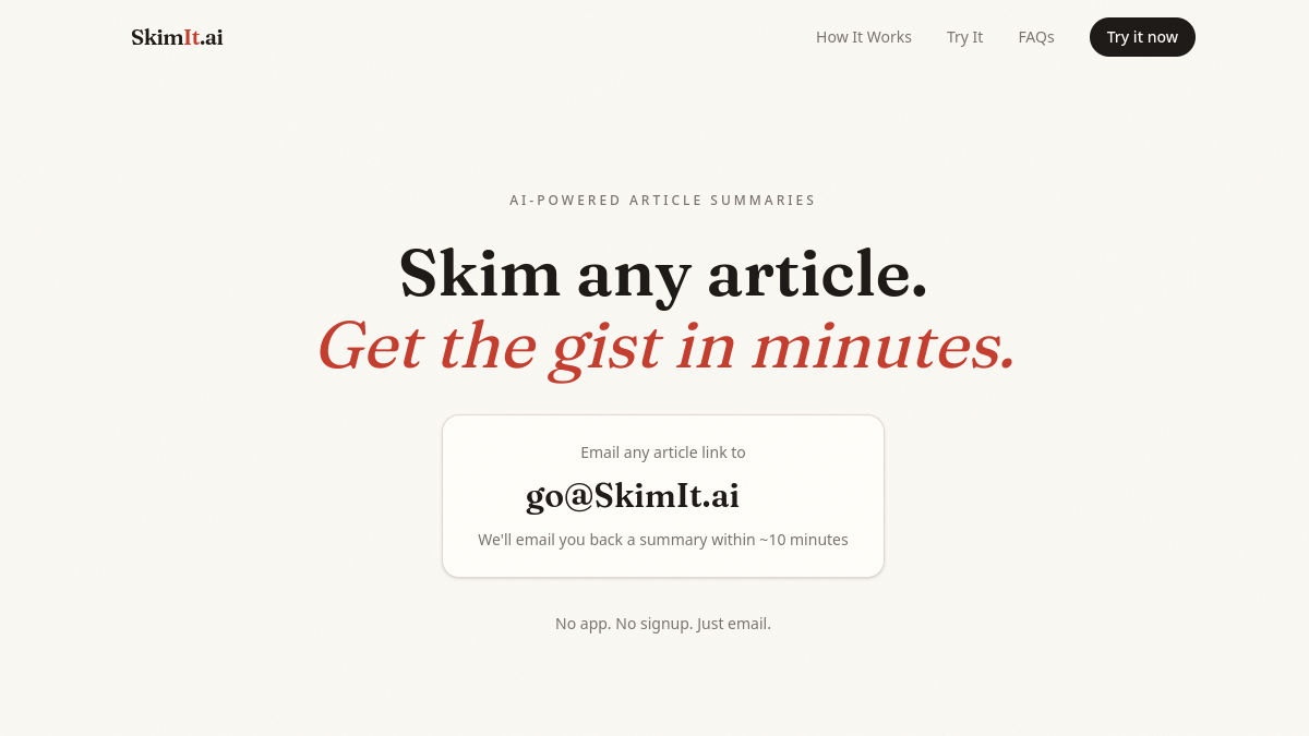 SkimIt.ai官网截图