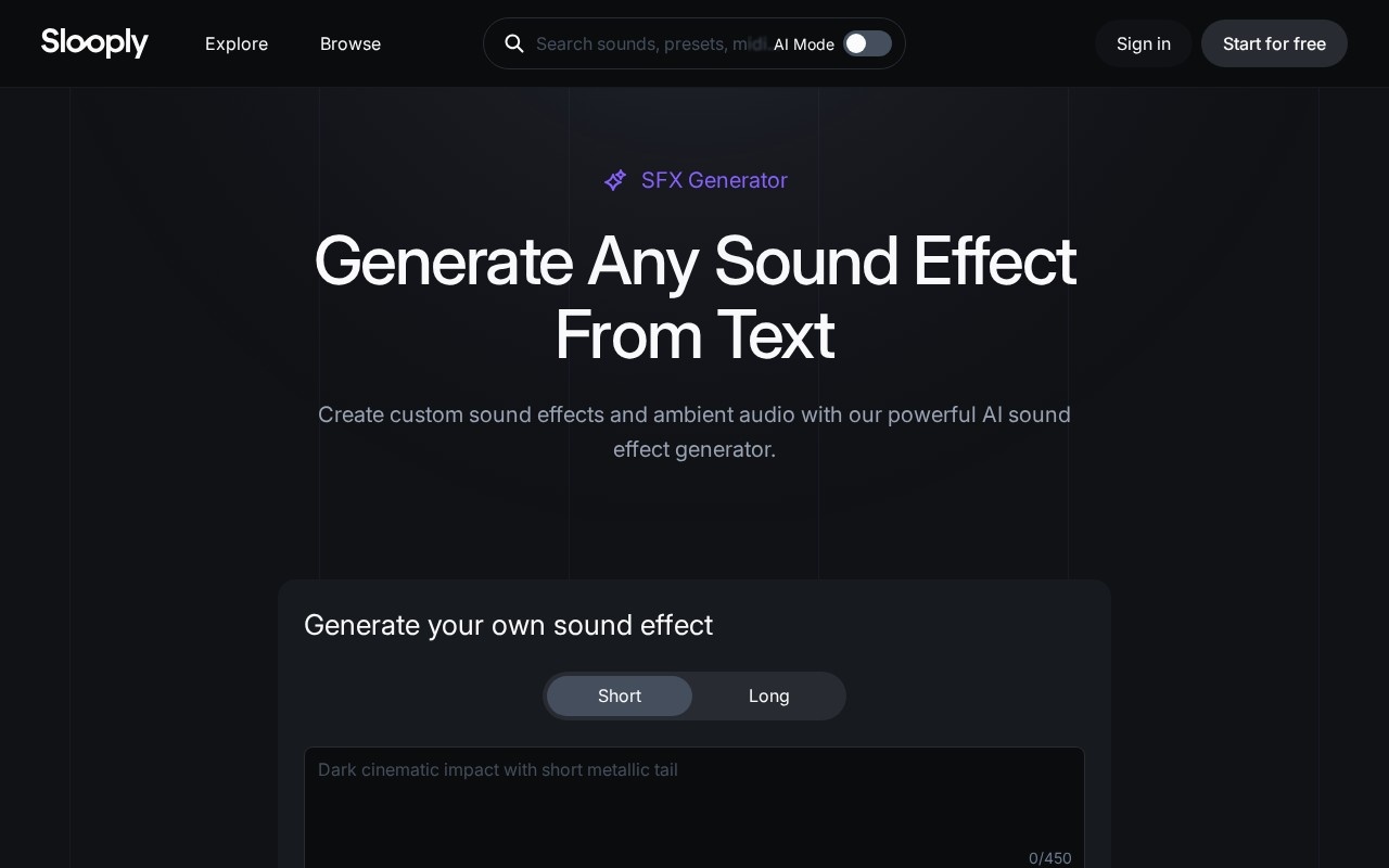 SFX Generator - Generate Any Sound Effect From Text官网截图