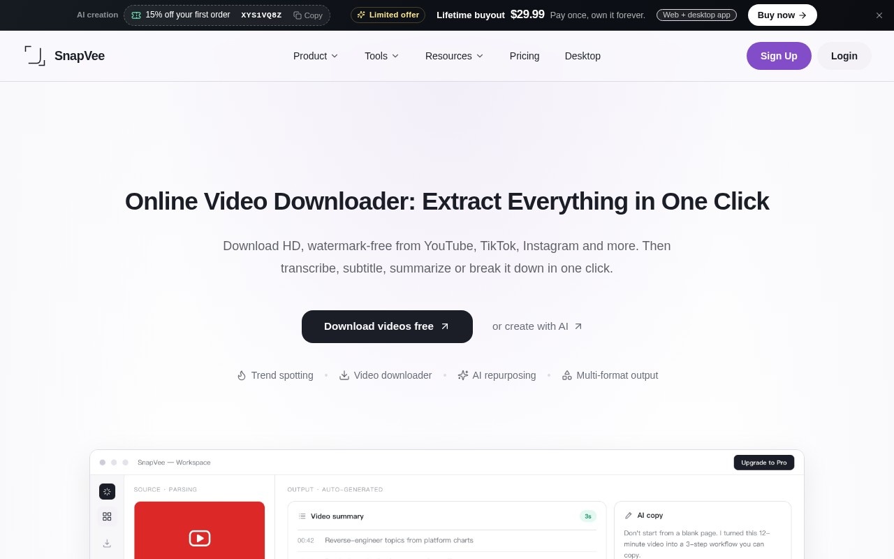SnapVee Studio官网截图
