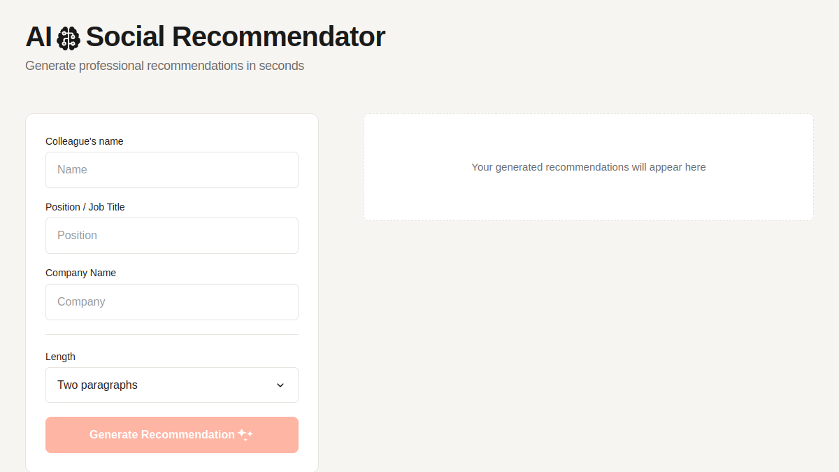 AI Social Recommendator官网截图