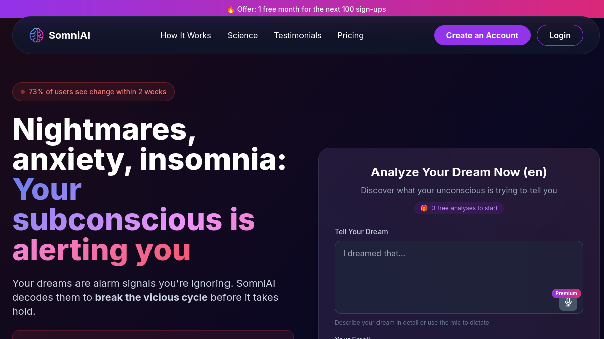SomniAI : Dream analysis with AI Power官网截图