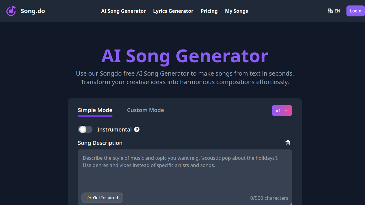 AI Song Generator官网截图