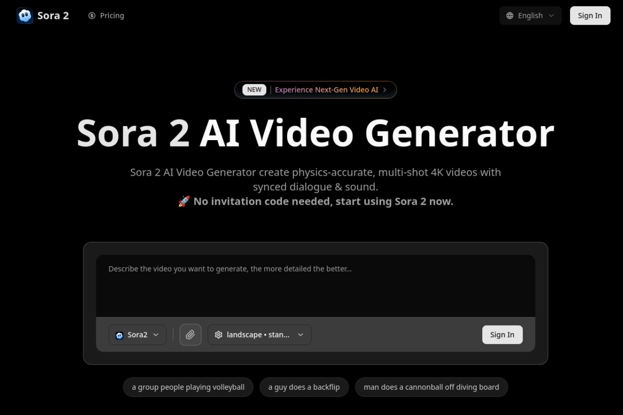 Sora 2 AI官网截图
