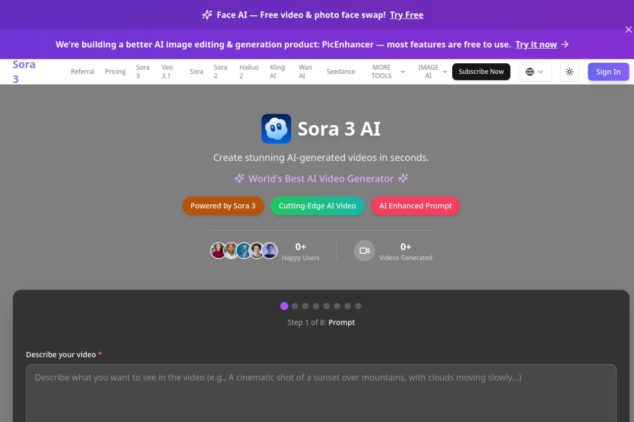 Sora 3官网截图