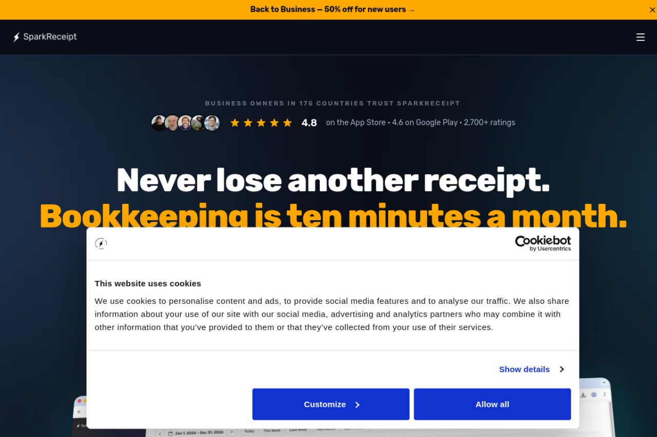 SparkReceipt官网截图