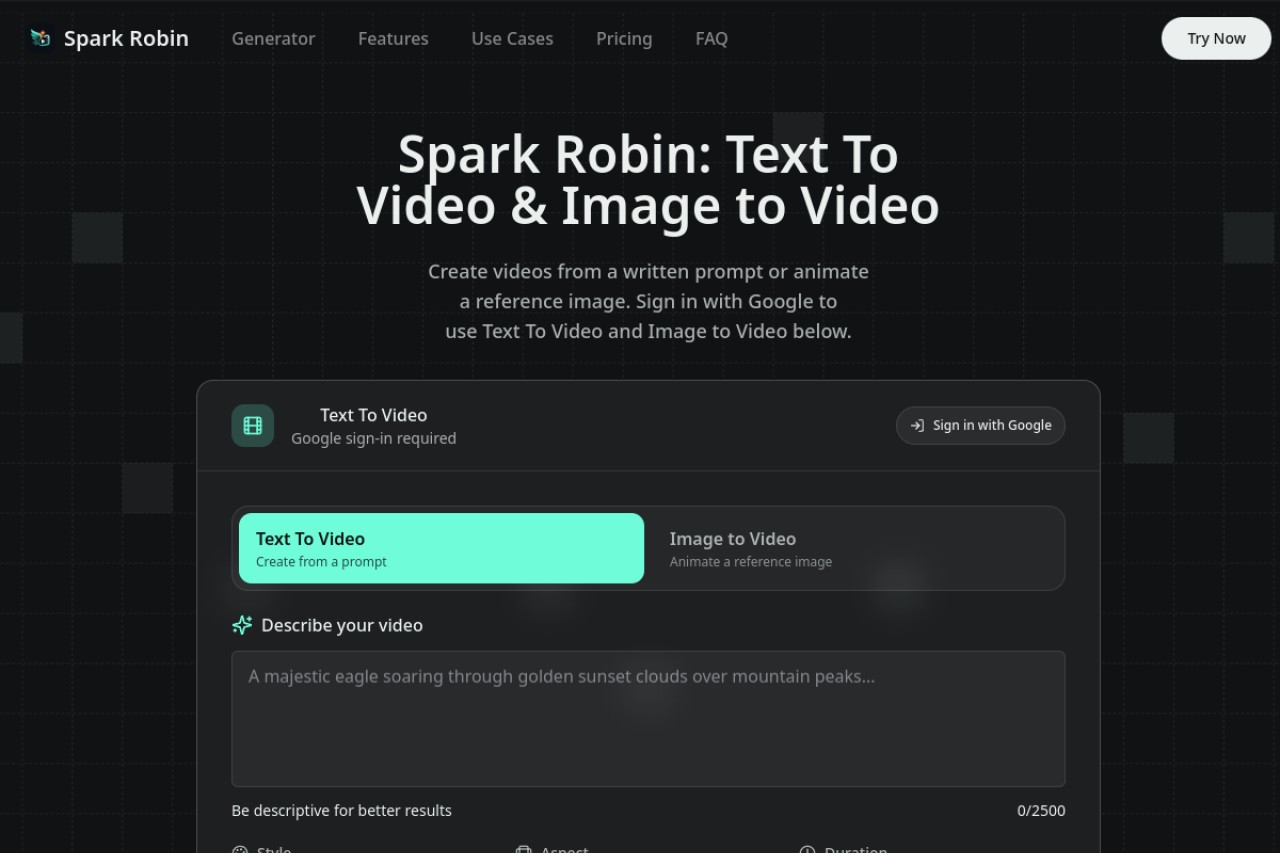 Spark Robin官网截图