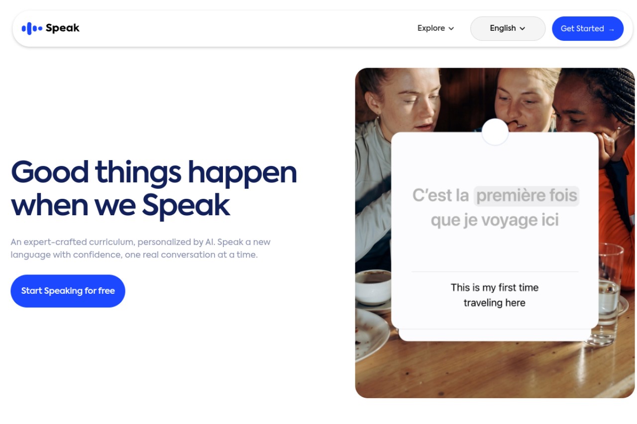 Speak官网截图