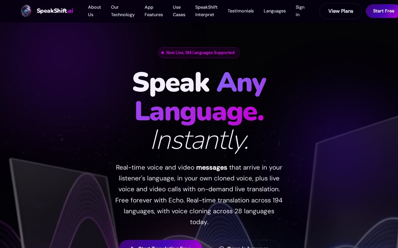 Speakshift.ai官网截图