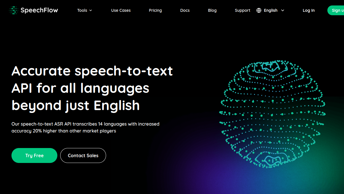 SpeechFlow - Advanced Speech-to-Text API官网截图