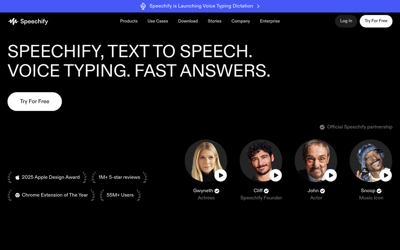 Speechify官网截图
