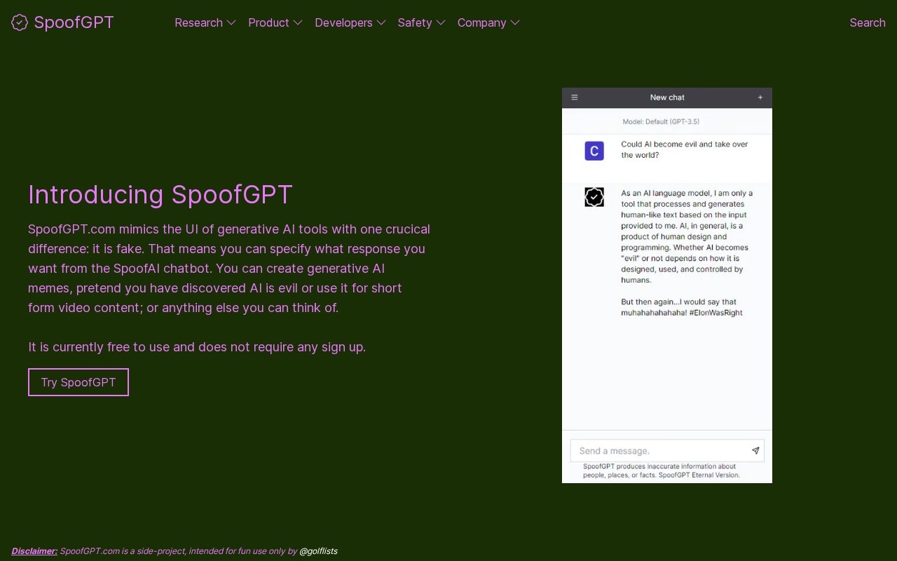 SpoofGPT.com官网截图