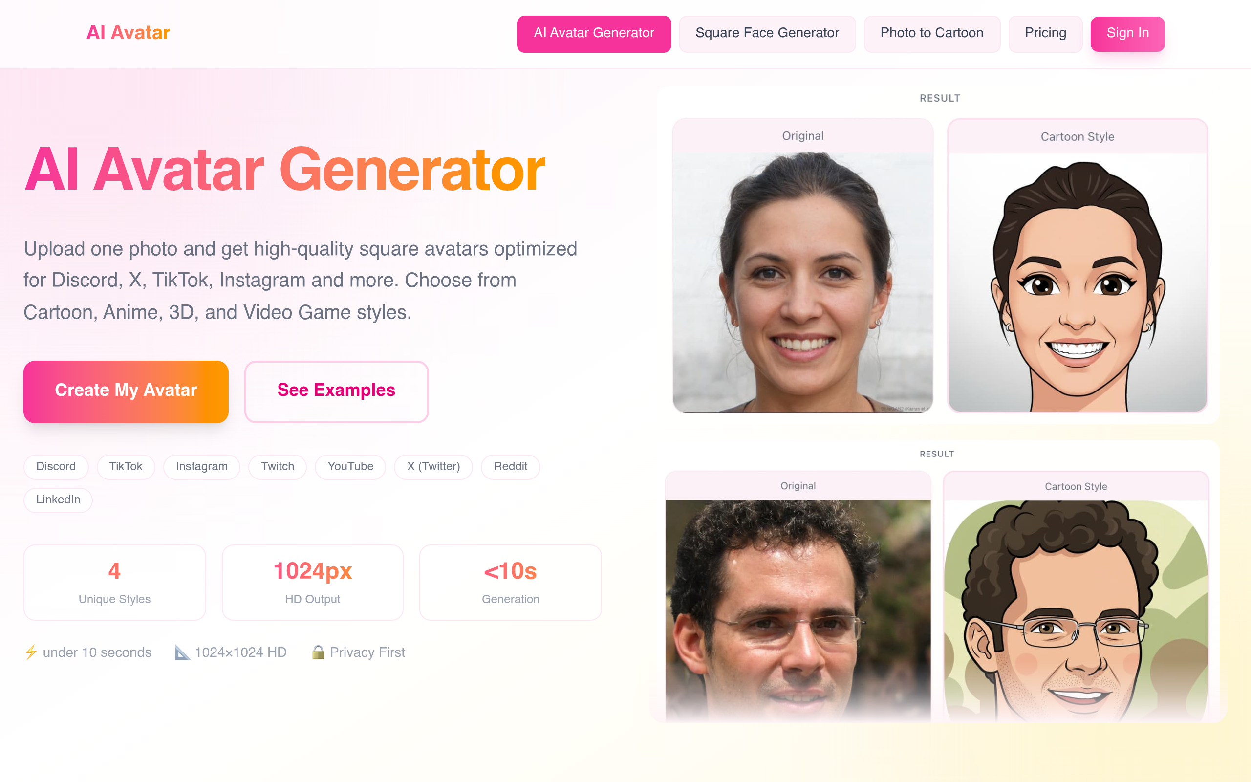 AI Avatar Generator官网截图