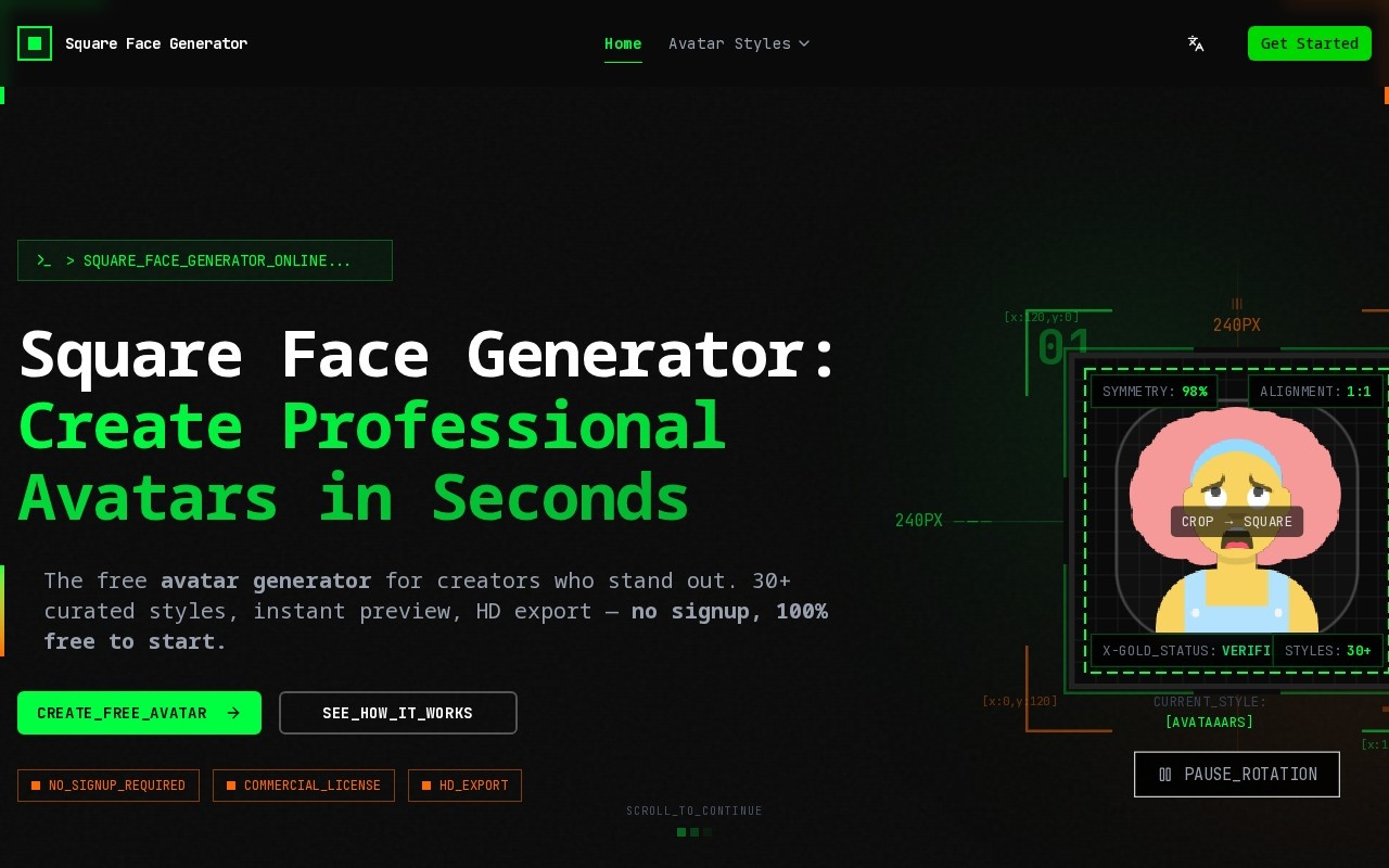 Square Face Generator官网截图