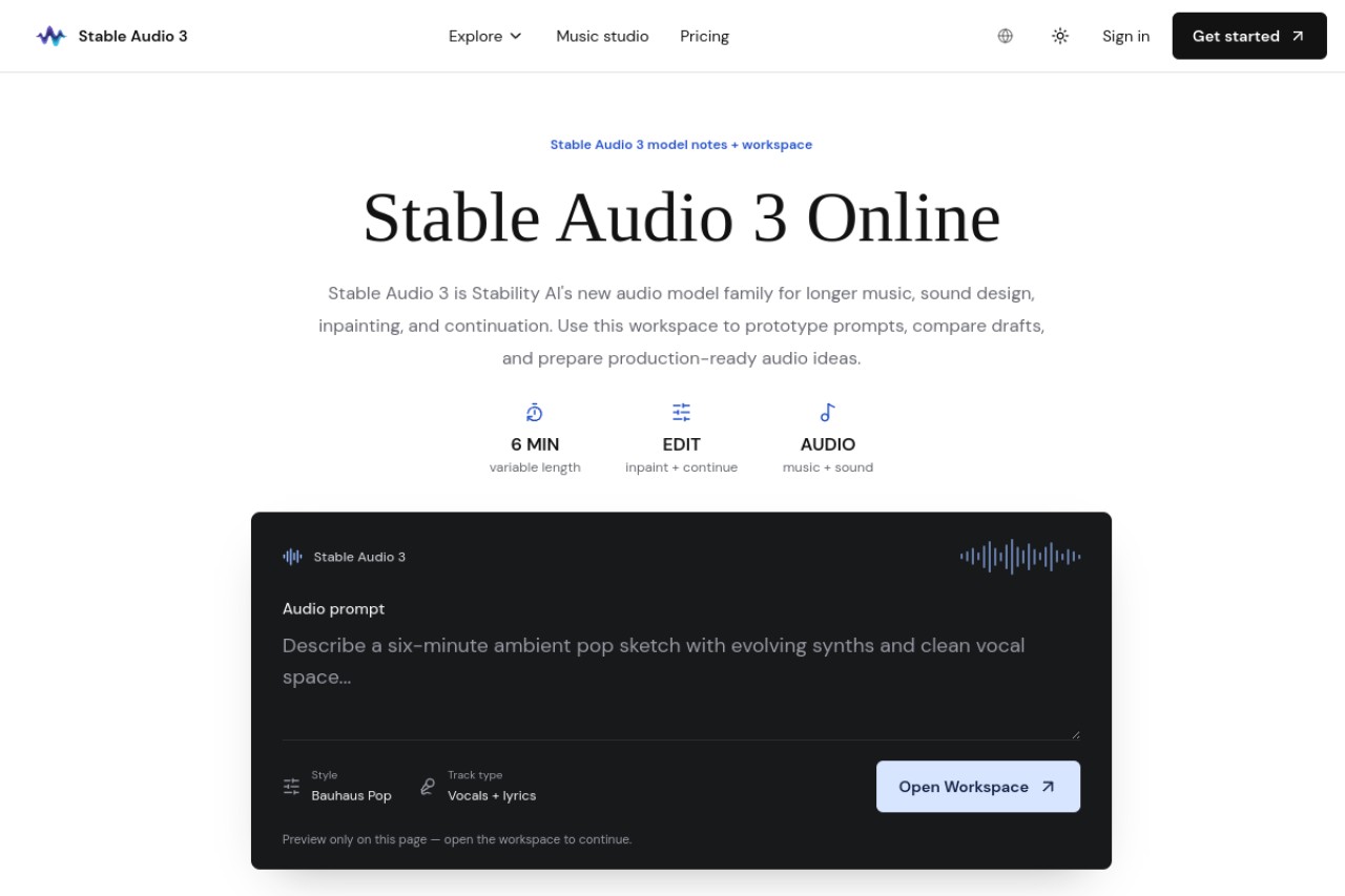 Stable Audio 3官网截图