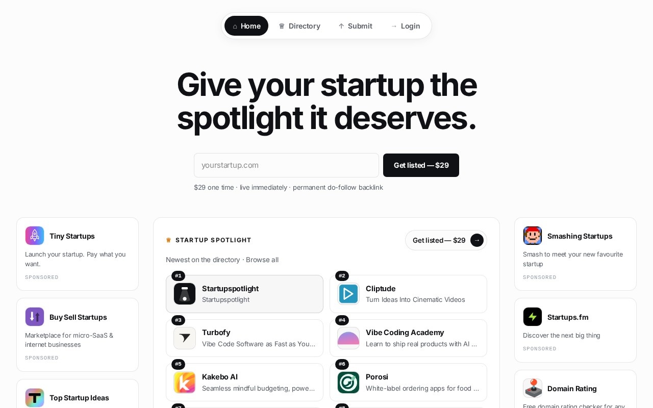 Startup Spotlight官网截图