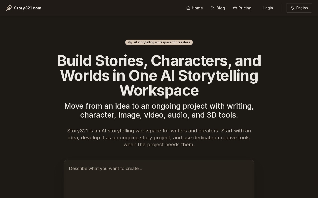 Story321 AI story generator官网截图