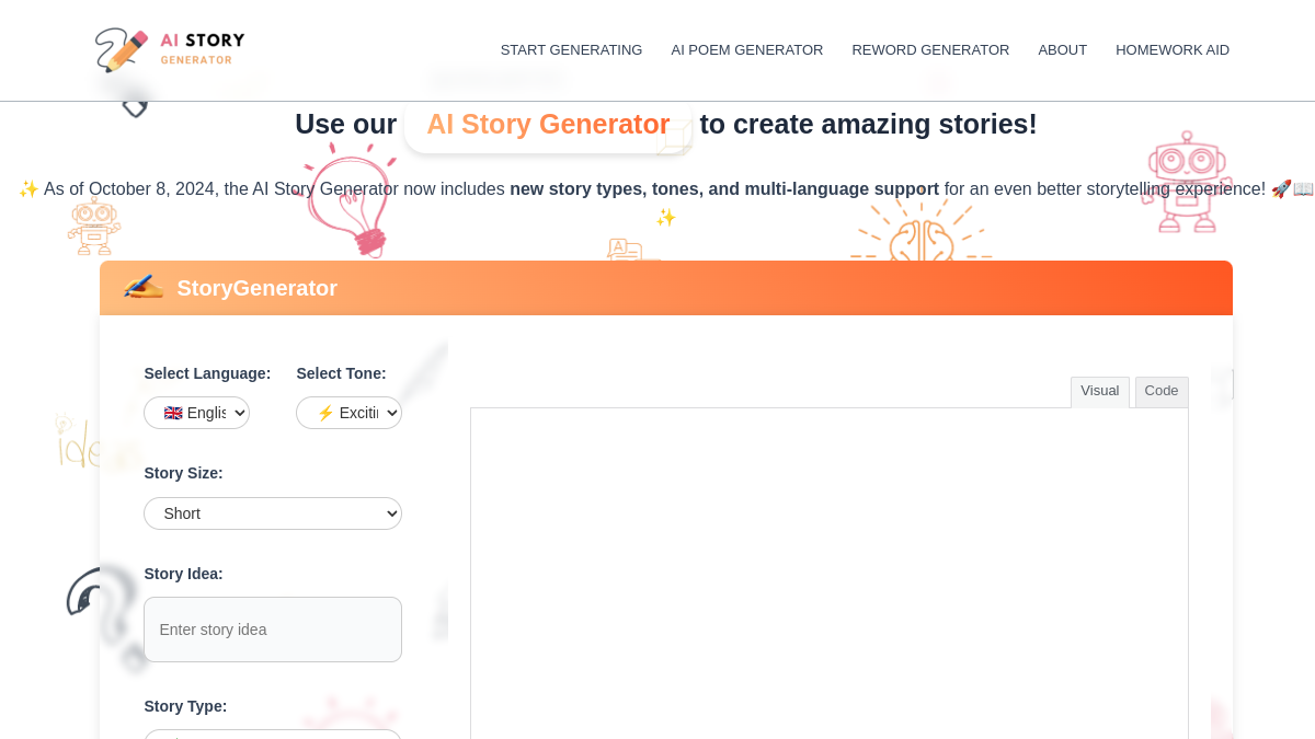 AI Story Generator by storygenerate.io官网截图