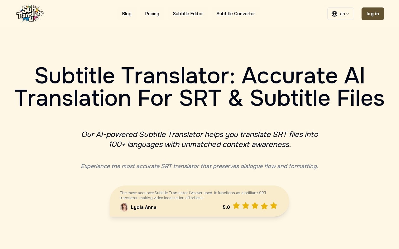 SubTranslateAI.com官网截图