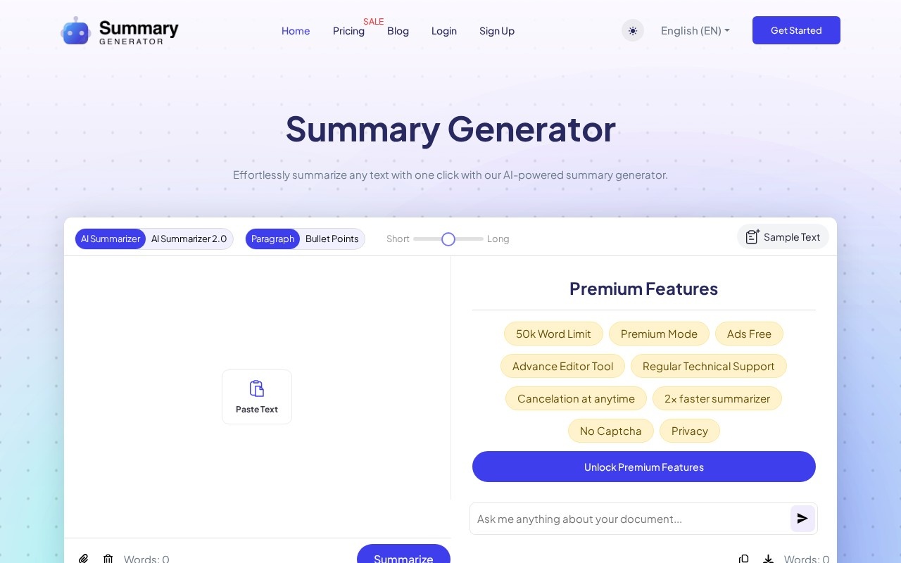 AI Summary Generator官网截图