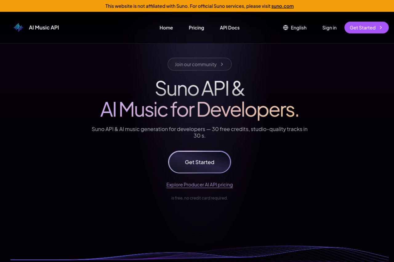 SunoAPI官网截图