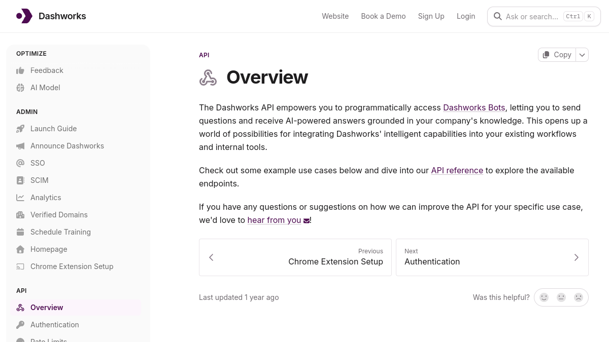 Dashworks Answer API官网截图