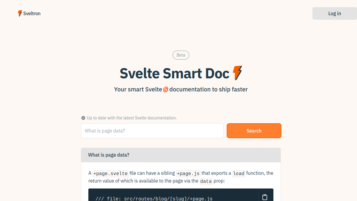 Sveltron官网截图
