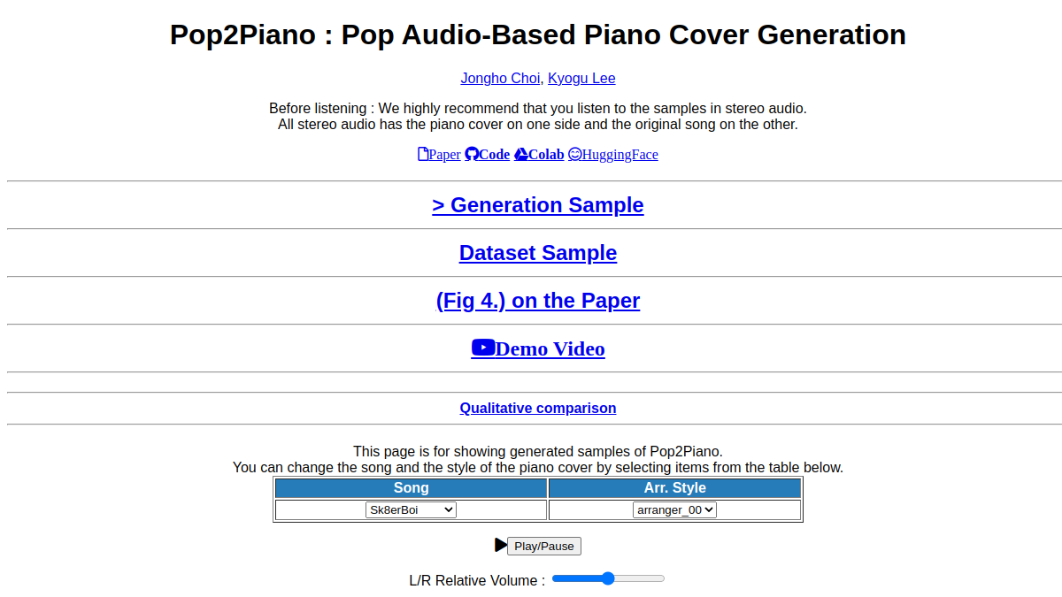 Pop2Piano官网截图