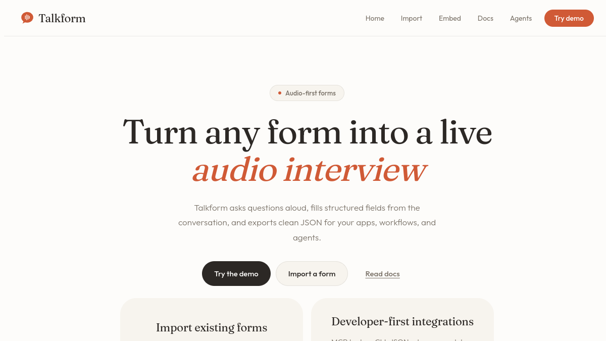 TalkForm AI官网截图