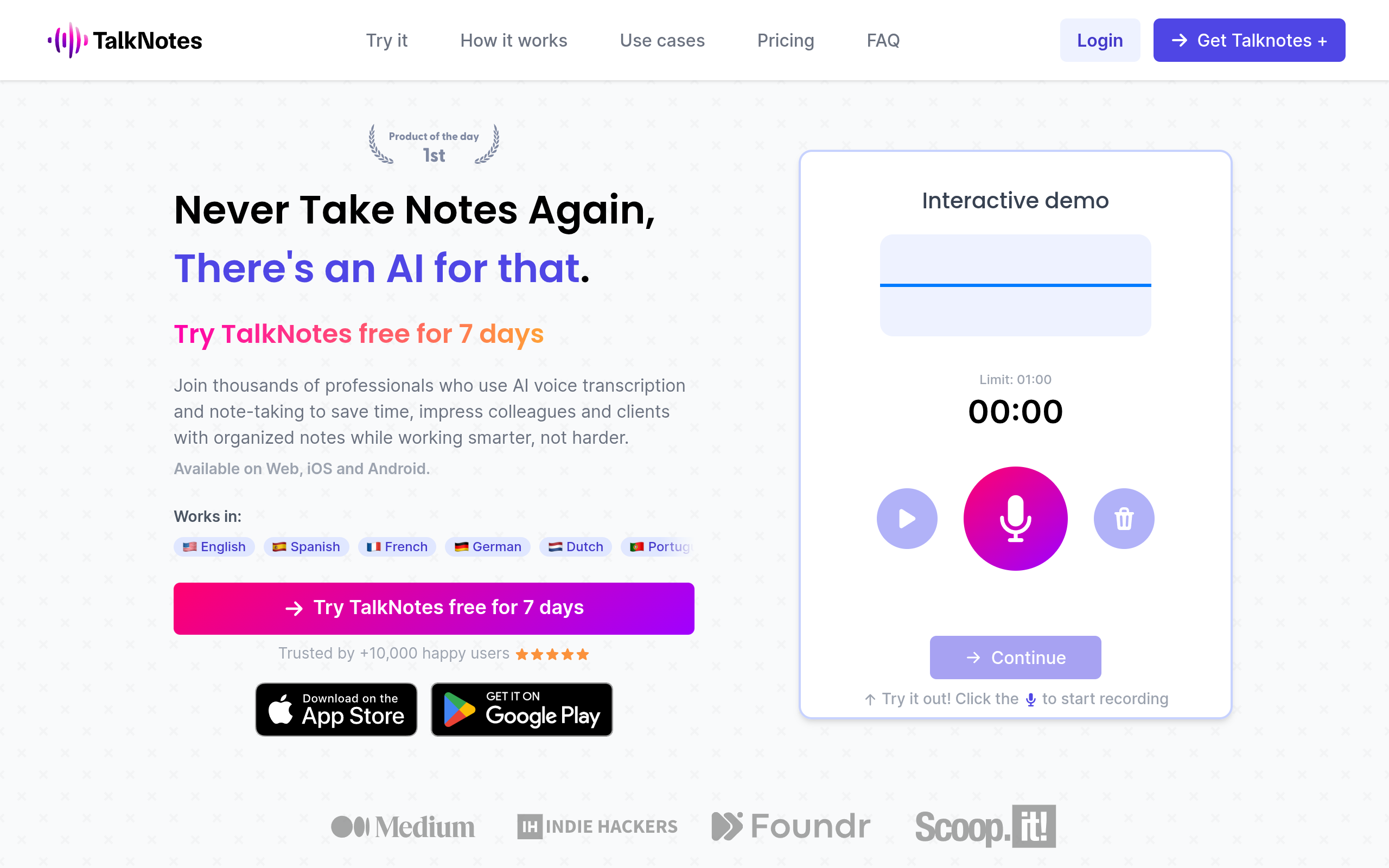 Talknotes官网截图
