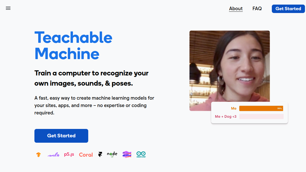 Teachable Machine官网截图