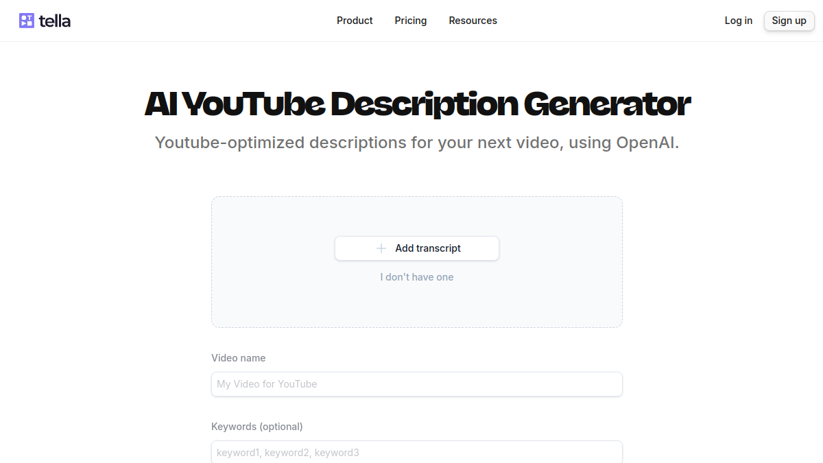 AI YouTube Description Generator官网截图