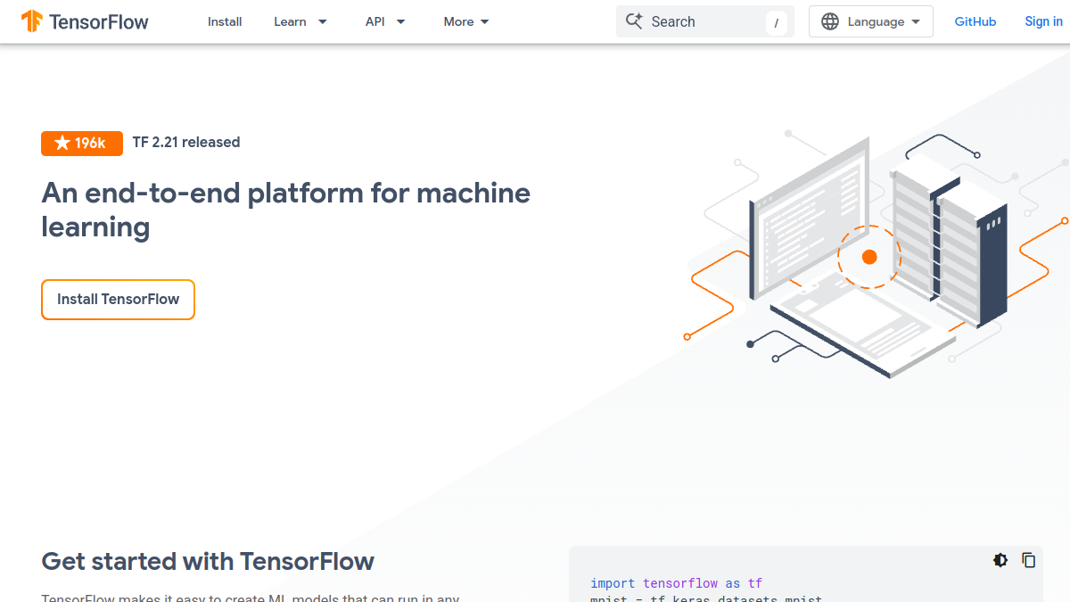 TensorFlow官网截图