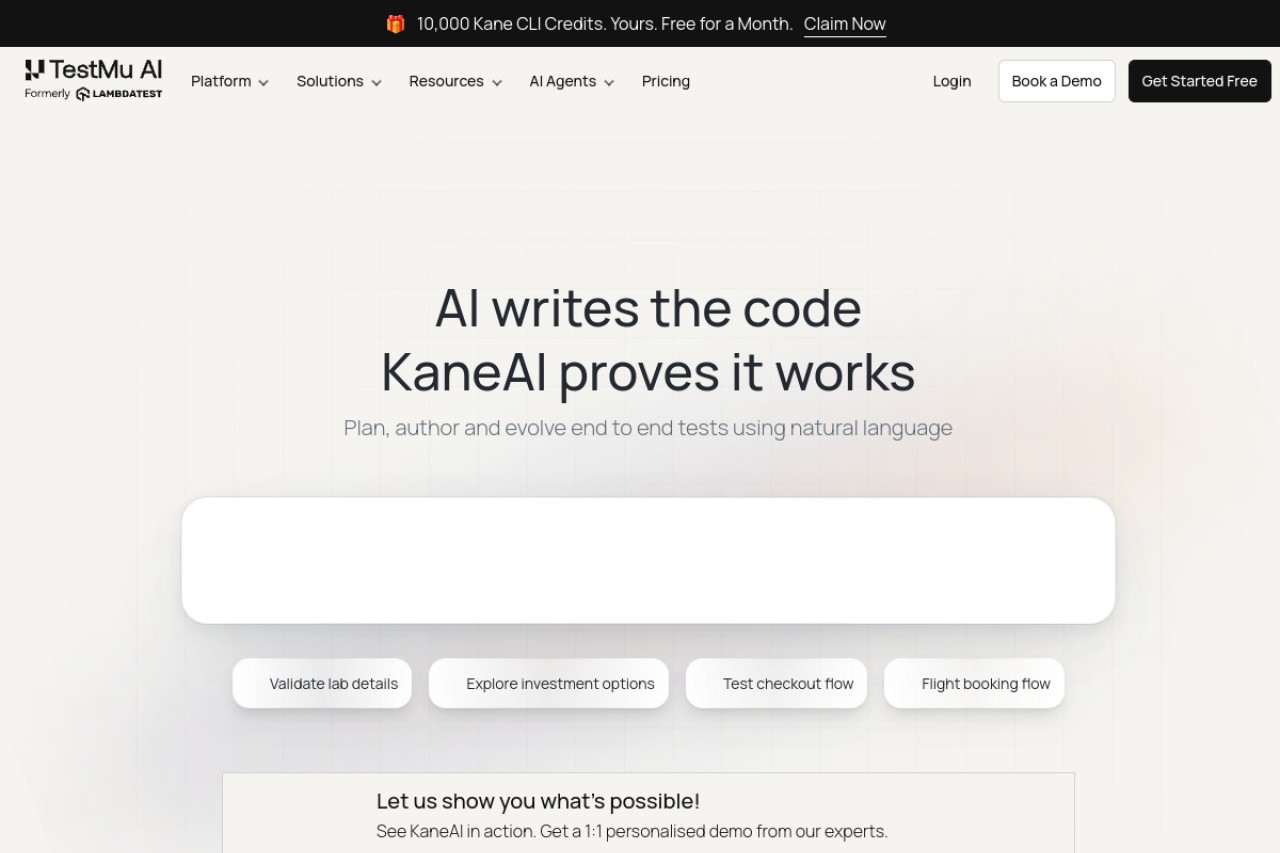 Kane CLI By TestMu AI官网截图