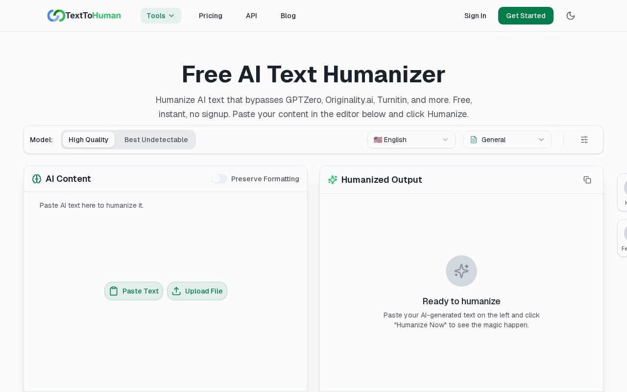 TextToHuman官网截图