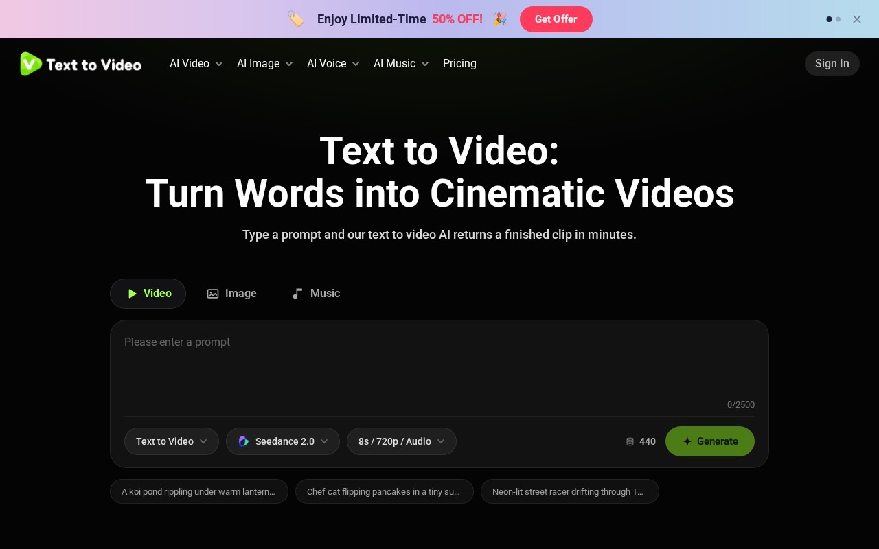Text to Video Generator官网截图