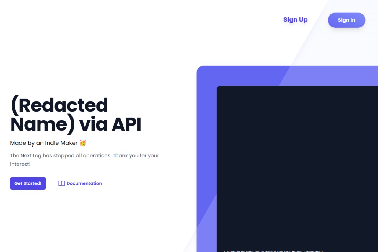 (Redacted Name) API by The Next Leg官网截图