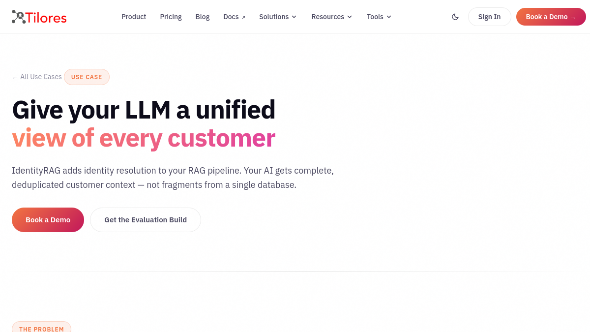 Tilores Identity RAG官网截图