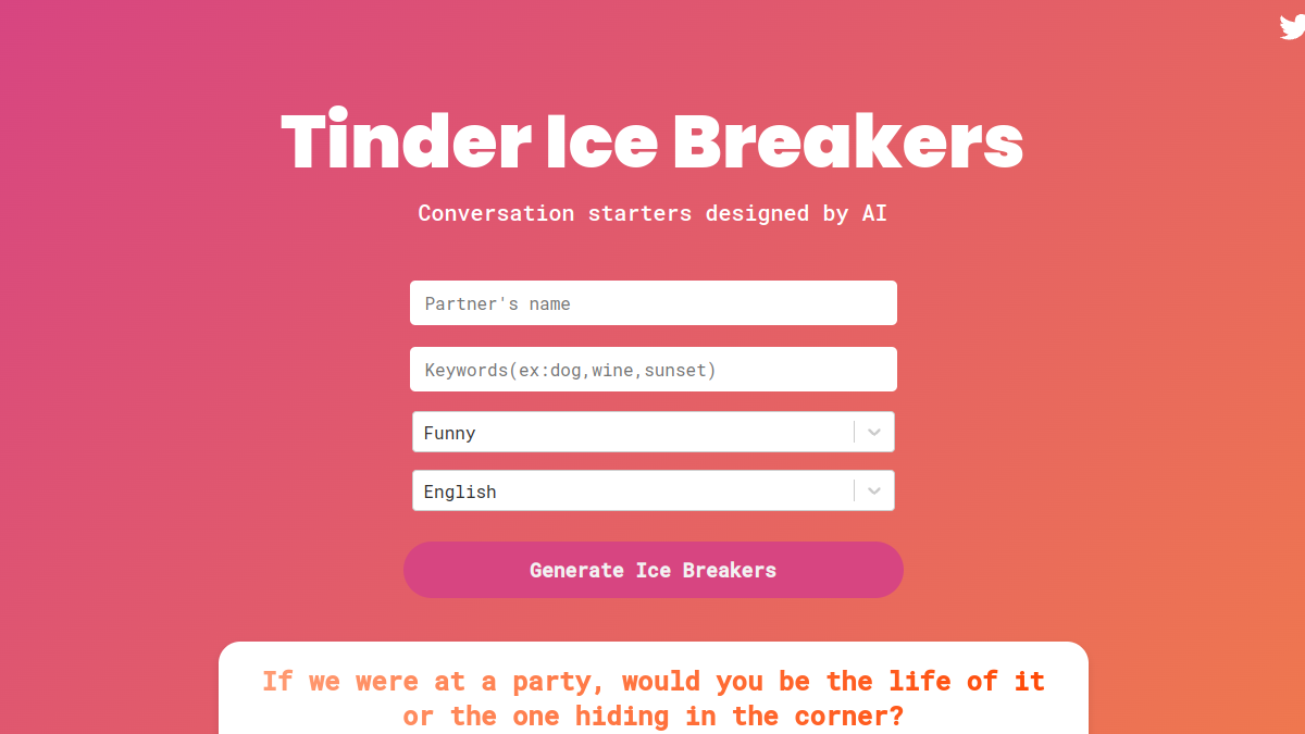 Tinder Ice Breakers官网截图