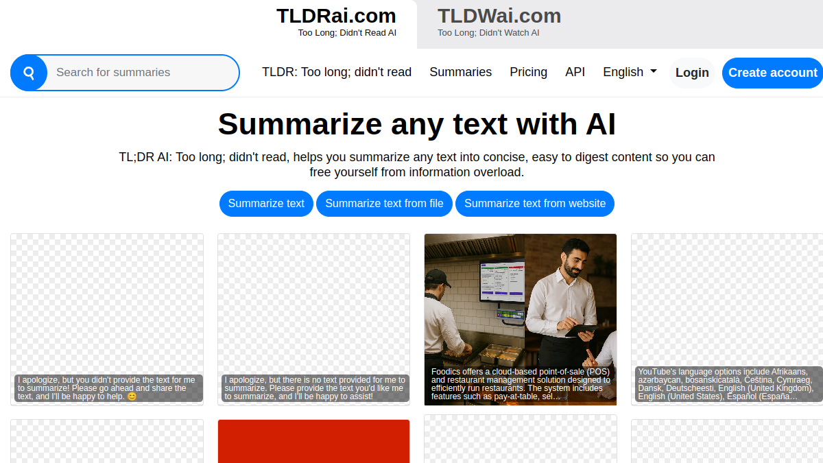 TLDRai.com官网截图