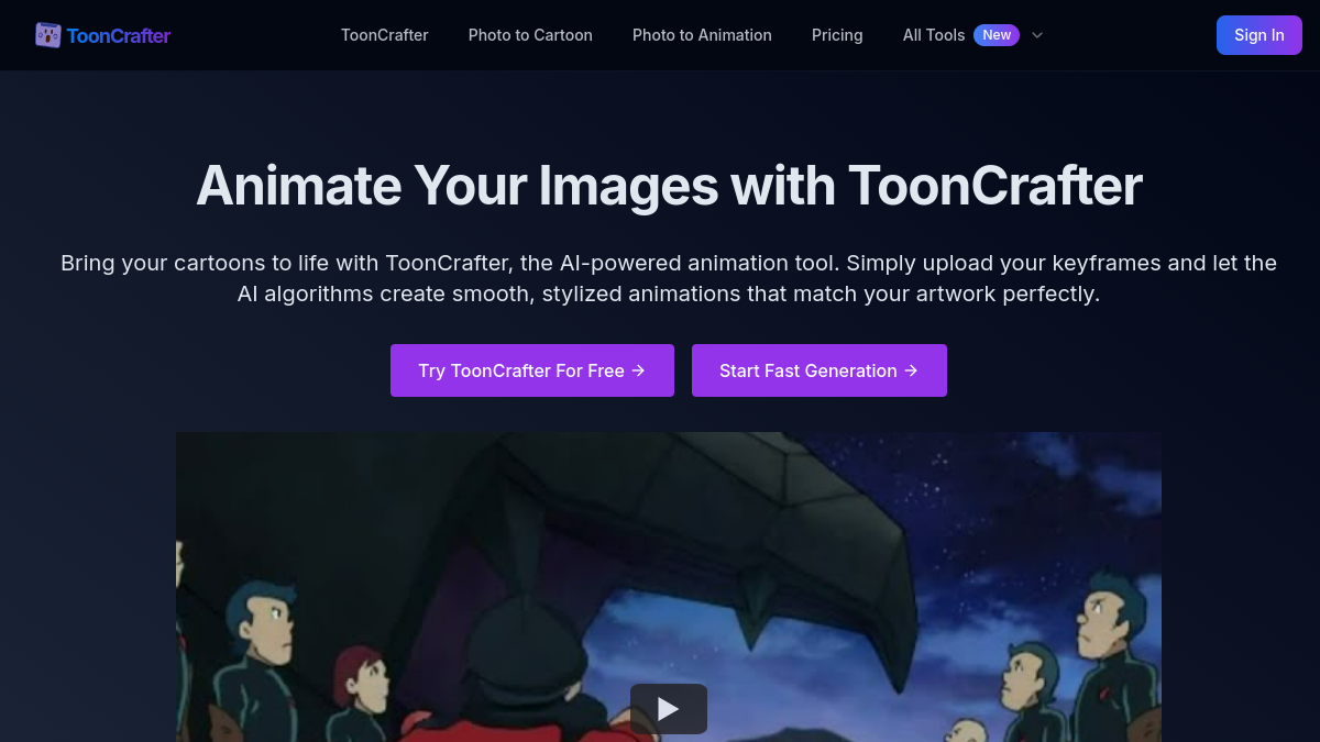 ToonCrafter.com官网截图