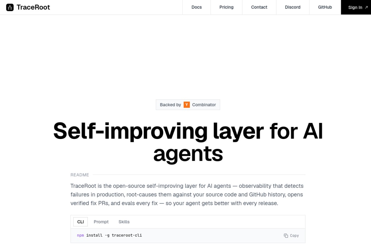 Traceroot.AI官网截图