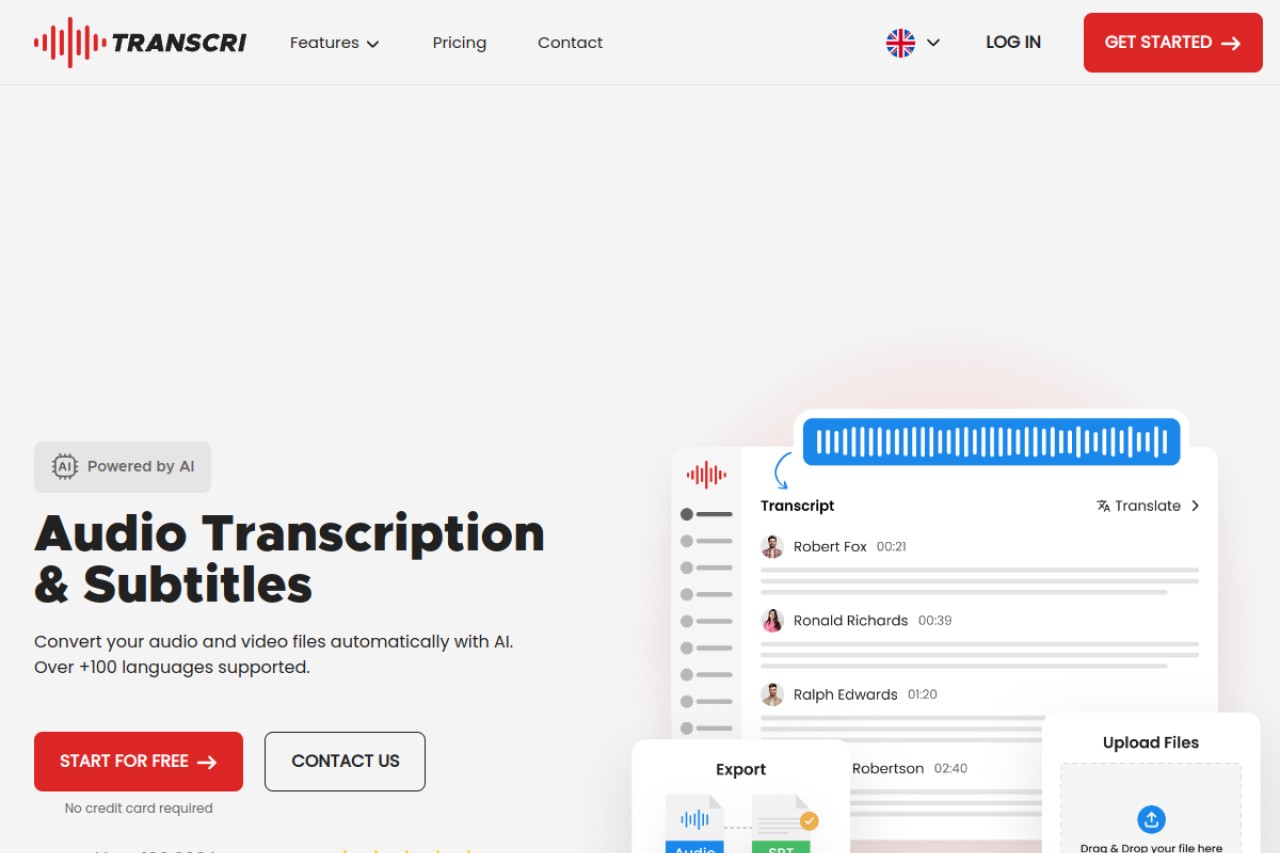 Transcri.io官网截图