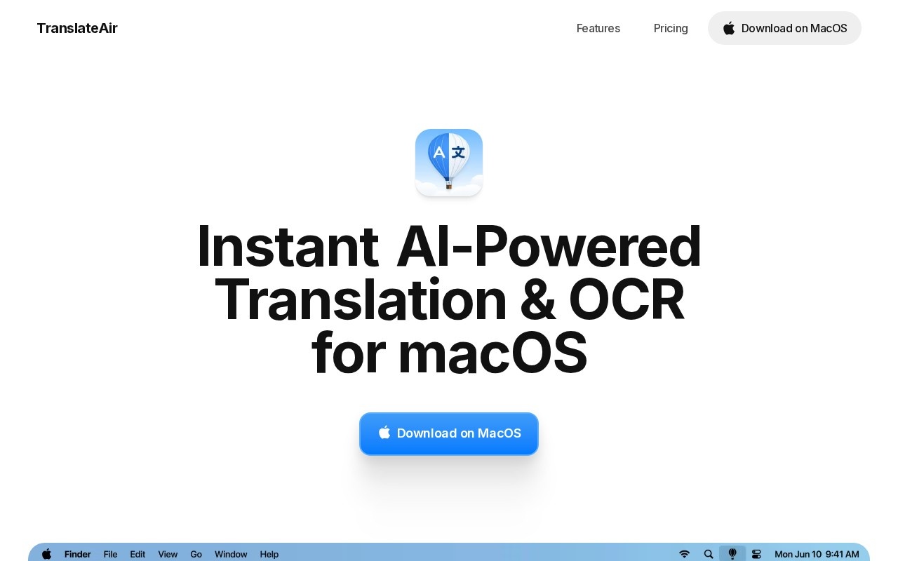 TranslateAir官网截图