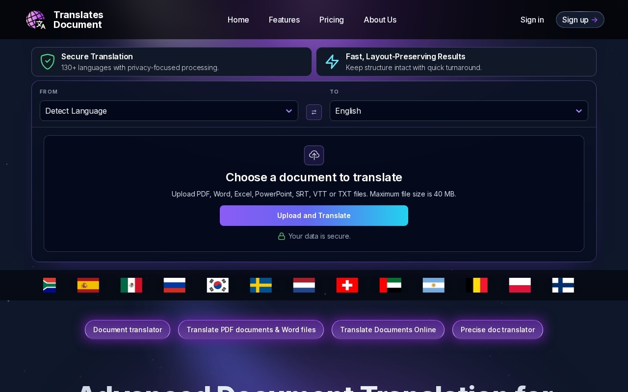 TranslatesDocument官网截图