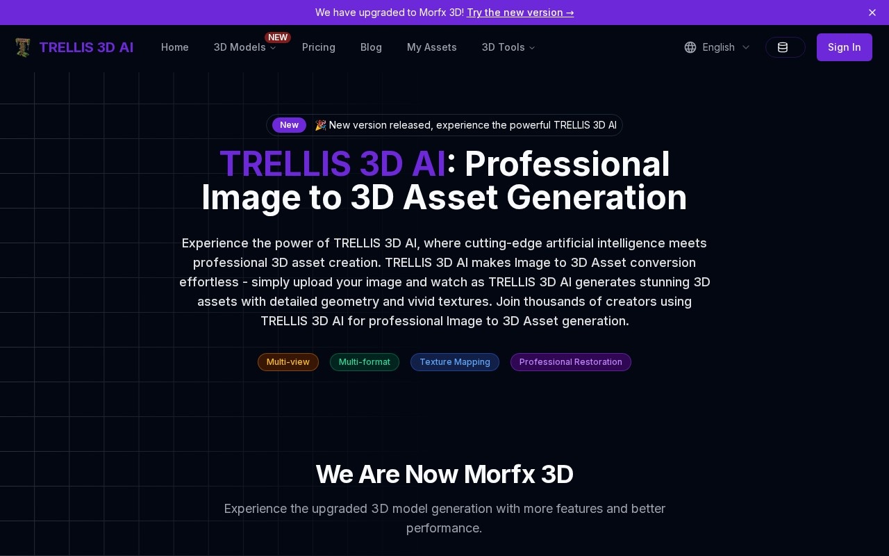TRELLIS 3D AI官网截图