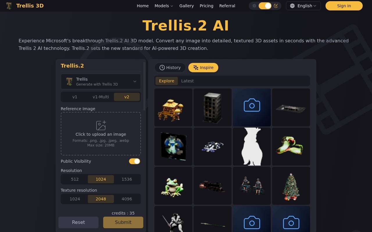 Trellis.2 AI 3D官网截图
