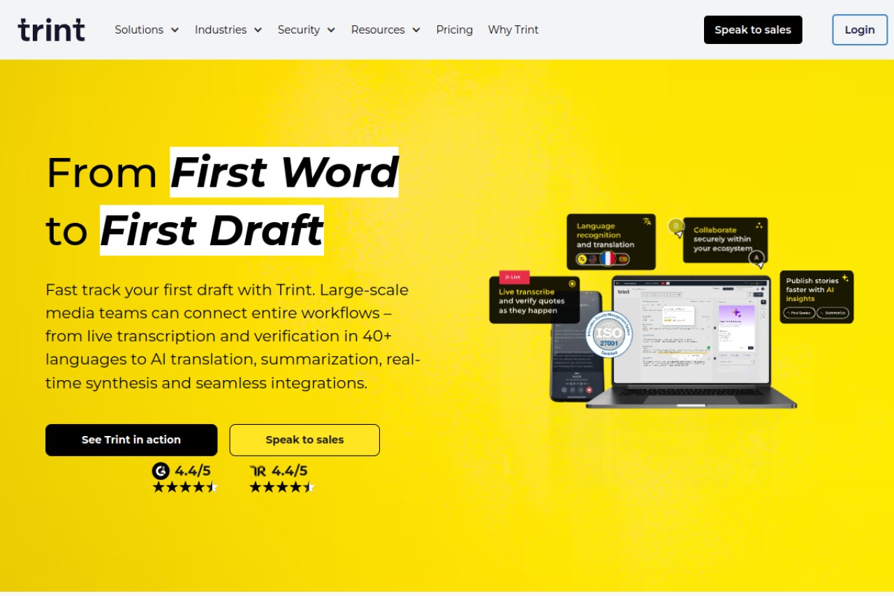 Trint官网截图