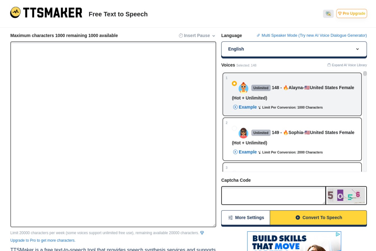 TTSMaker官网截图