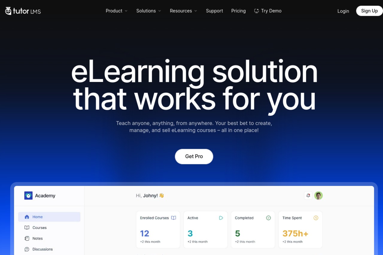 Tutor LMS官网截图