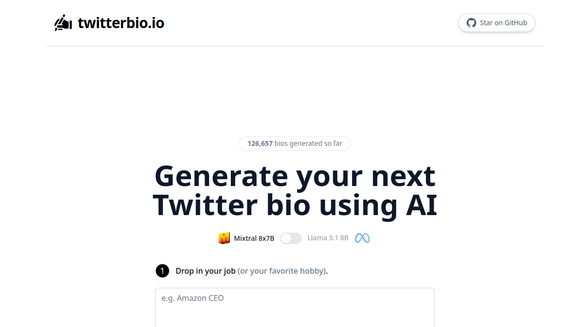 twitterbio.io官网截图